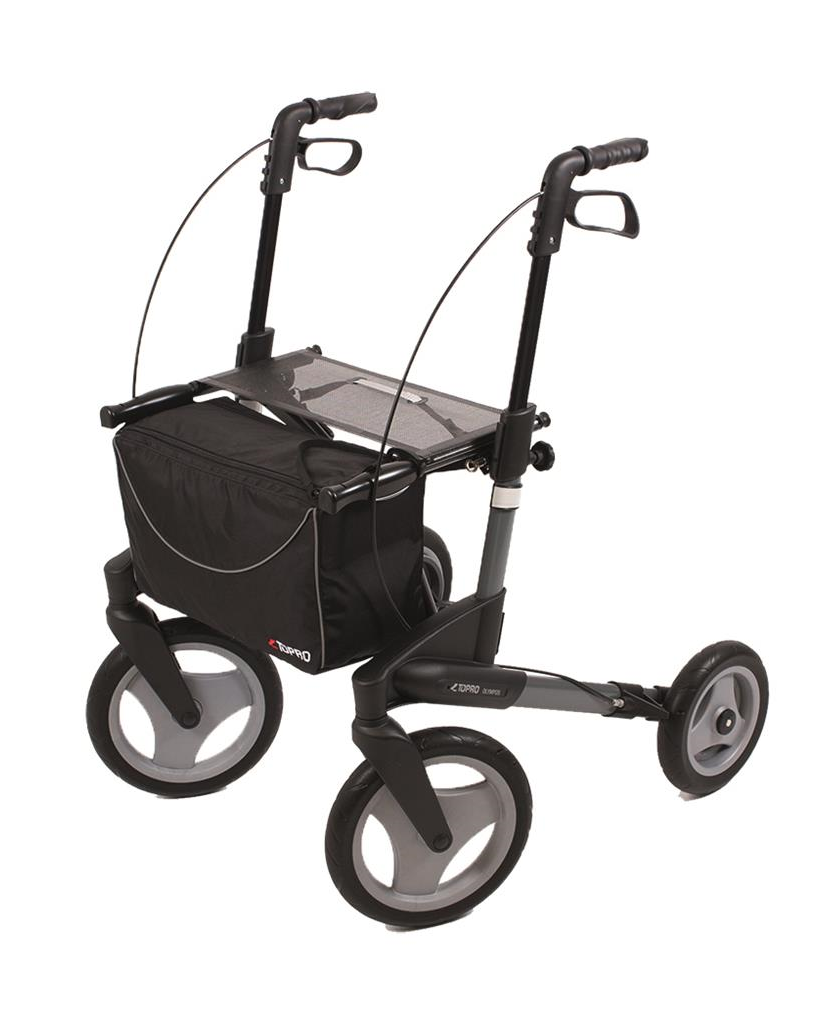 Rollator Topro Olympos incl rugsteun mt S 140-170 cm zilver < 150 kg - TotaalThuisZorg