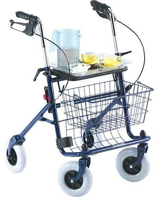 Rollator Quatro incl looprem & stokkenbak blauw < 130 kg - TotaalThuisZorg