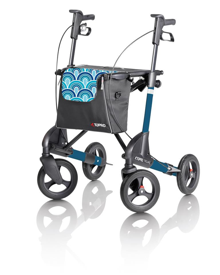 Rollator Topro Troja 2G incl rugsteun mt M blue waves 150-200 cm < 150 kg - TotaalThuisZorg