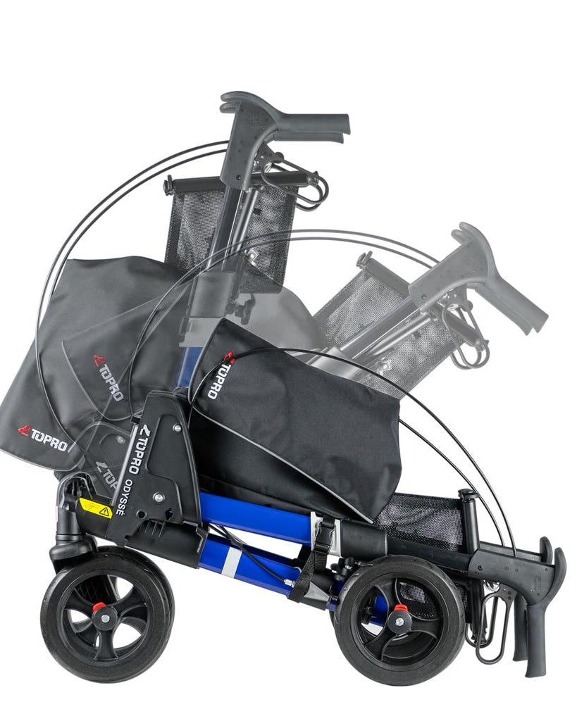 Rollator Topro Odysse incl vervoertas marine blauw 150-200 cm < 150 kg - TotaalThuisZorg