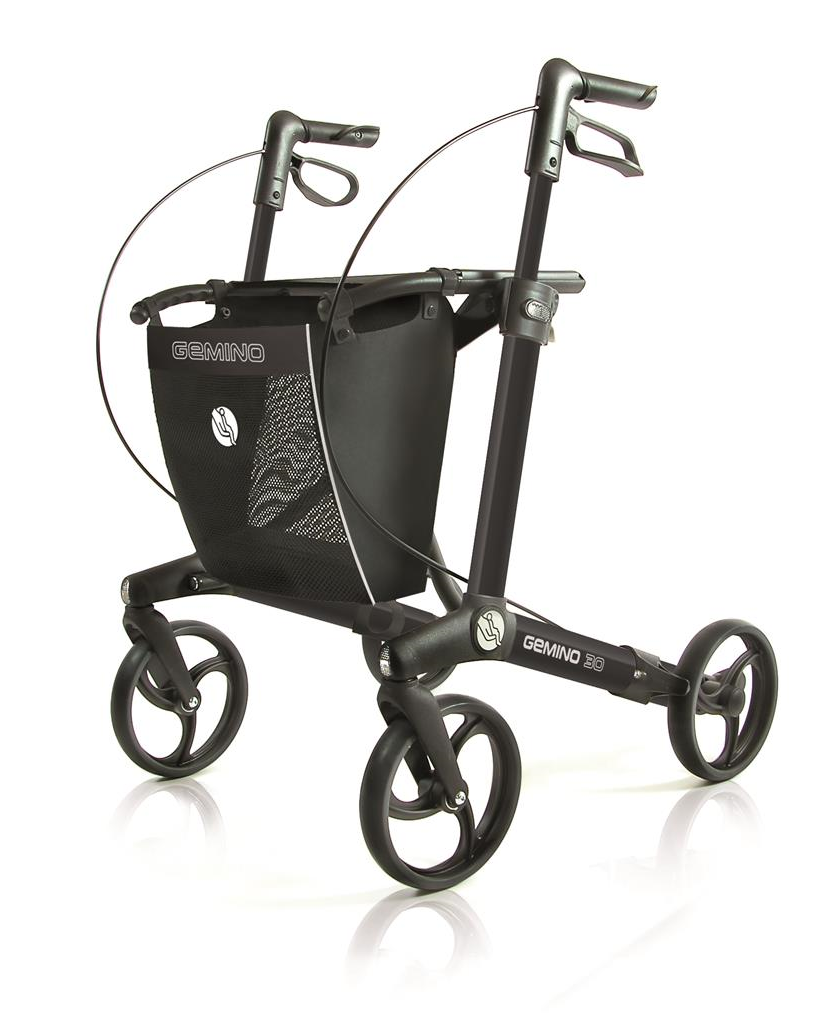 Rollator Gemino 30 incl stokhouder black 150-200 cm < 150 kg - TotaalThuisZorg