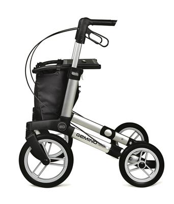 Rollator Gemino 60 incl stokhouder mt M zilvergrijs 135-170 cm < 150 kg - TotaalThuisZorg